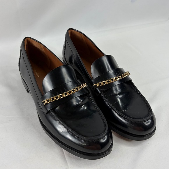 Reformation Shoes - Reformation Women Black Chain Loafers Classic Leather Gold Hardware 8.5 Preppy